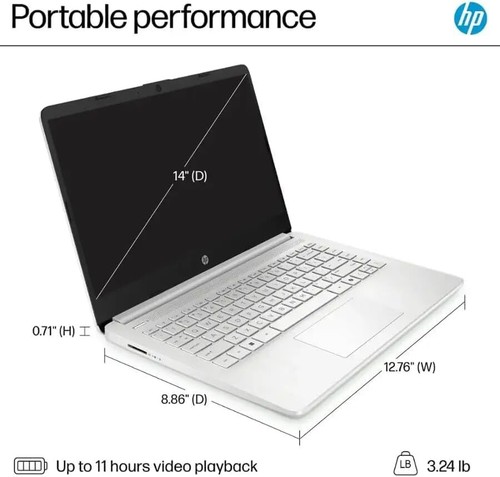 HP 14" HD Display Laptop Intel Celeron N4120, 16GB RAM, 128GB eMMC Win 11 S - Picture 6 of 8