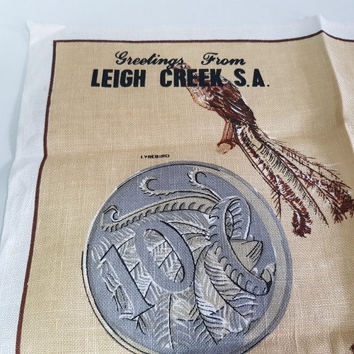 South Australian Decimal Coins linen tea towel emu koala platypus wildlife - Picture 12 of 12