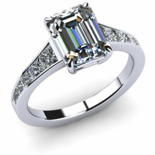 2.50Ct White Emerald Stone Engagement Wedding Ring Solid 925 Sterling Silver