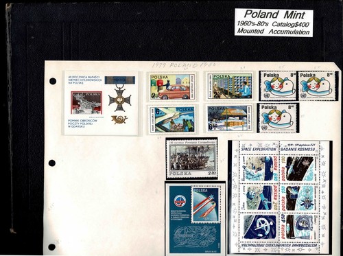 1960-1980er Polen montierte postfrische Briefmarke 20 Seiten Sammlung im 10"x 14" Binder - Bild 1 von 11
