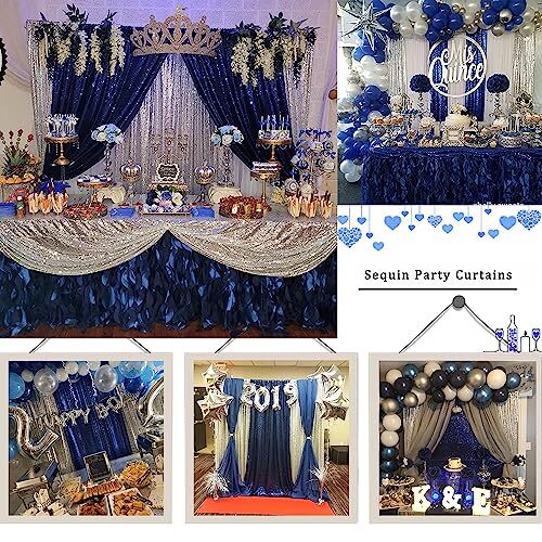 Sequin Backdrop Curtain 4 Panels 2FTx8FT Glitter Background Drapes Silver and... - Picture 5 of 5