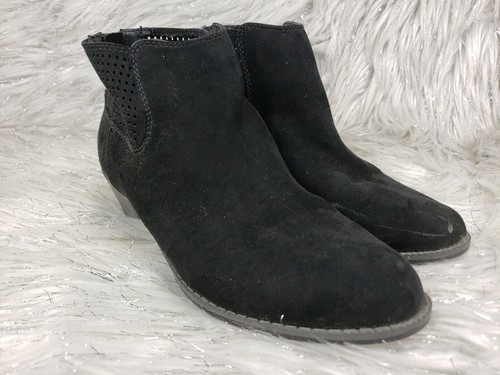 JUSTICE Girls Juniors Black Ankle Booties Boots Cutouts Ankle Zip Size 6 - Picture 4 of 7