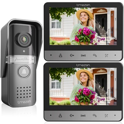 TMEZON VIDEO TÜRSPRECHANLAGE Türklingel mit Kamera 2x 7 zoll Monitor IP55