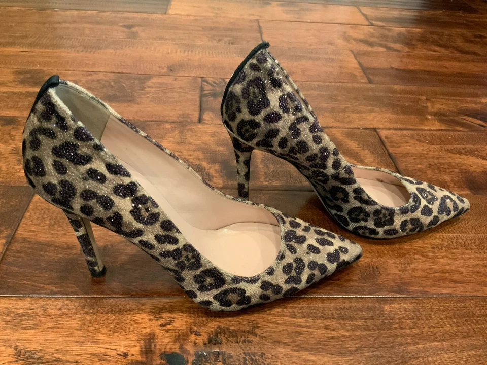 SJP коричневый блестящий леопард печать палевый заостренный носок каблуки, размер 38,5 (IT) 8,5 (США) - Изображение 4 из 4