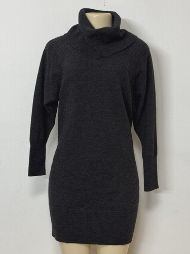 Cynthia Rowley Women Turtleneck Sweater Dress Merino Wool Knit Grey Tunic Small - 第 1/8 張圖片