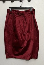 NWT Sz 14 Paper Bag Waist Cocktail Holiday Classy Luxury Belted Vtg Skirt
