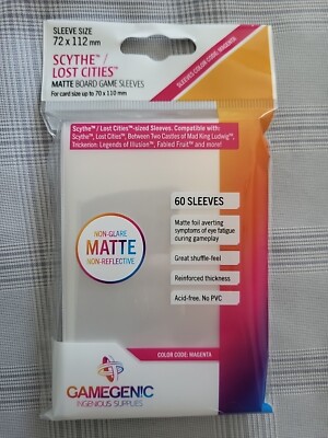 card sleeves for scythe Matte Board Game Sleeves | Pack of 60 Matte Sleeves | 72 by 112 mm Card  Sleeves Optimized for Scythe and Lost Cities | Premium Card Protection |  FFG Magenta Color Code | Made by Gamegenic : Toys & Games