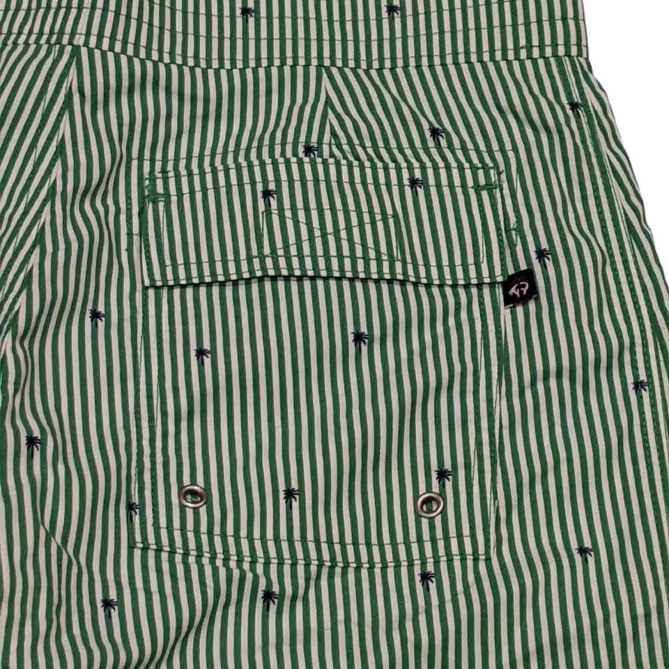 Pantalones Cortos Brooks Brothers Niños Natación Camiones Tabla Palmeras Talla 12 Rayas Verdes Foto 4 de 4