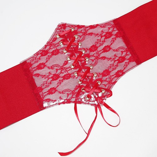 Floral Lace See Through Corset Belt Slimming Body Waist Belt Stretch Cummerbun L - Picture 9 of 22