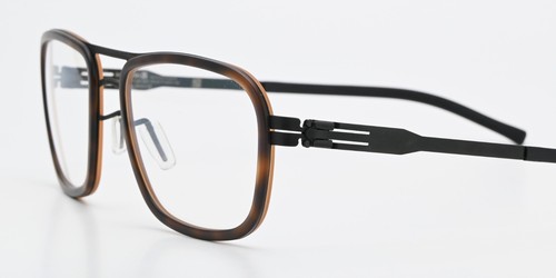 IC! BERLIN Brille Thien N. Black Matt Pilot Rechteckig Tortoise Leicht Flexibel - Picture 4 of 7