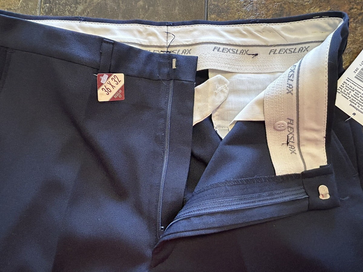 NOS Vintage FLEXSLAX Sears Navy Blue Polyester Trousers NOS Vintage FLEXSLAX Sears Navy Blue Polyester Trousers