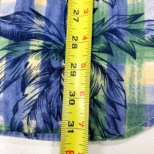 Chaps Ralph Lauren Shirt Mens Large Blue Green Plaid Floral Tropical Hawaiian - Picture 12 of 13