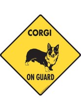 Warning Corgi On Guard - Beware Dog Exterior Aluminum Dog Sign or Vinyl Sticker