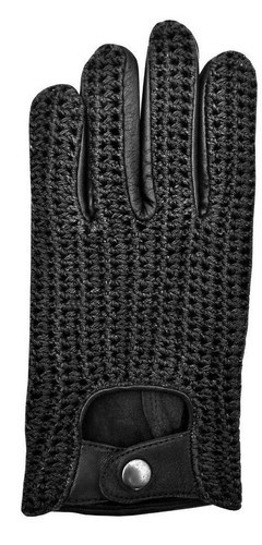 Classic Black Crochet Gloves Premium Leather Quality Driving Gloves gift for him - Picture 3 of 9