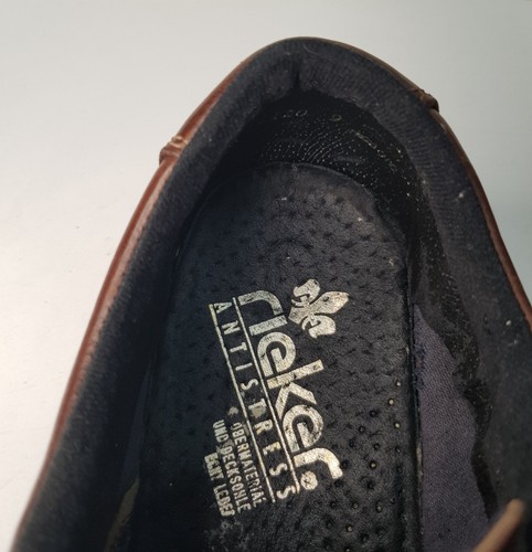 RIEKER SIZE 7.5UK EUR41 MENS BROWN LEATHER LOW TOP LACE UP COMFORT DERBY SHOES - Picture 7 of 24