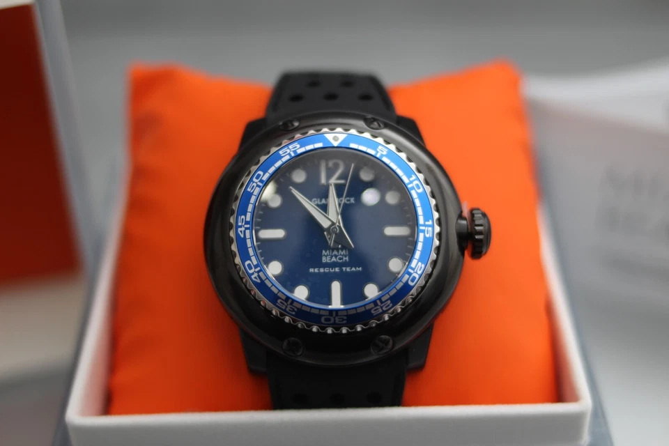 Reloj Glam Rock 0.96.2779 Unisex MB26015 Miami Beach Esfera Azul Negro Silicona Foto 4 de 4