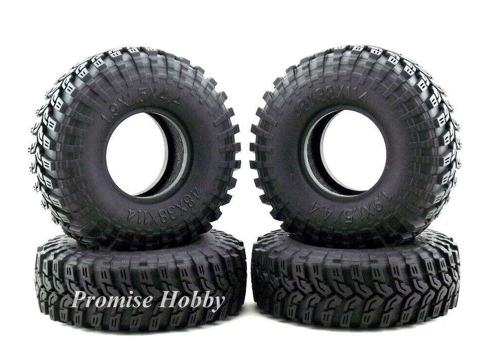 114mm Tire Tyre Set  for 1.9 Wheel Rim 1/10 Axial SCX10 RC4WD D90 RC Crawler Car - Image 2 of 4