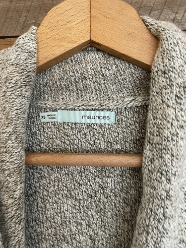 Maurice’s Open Cardigan Waterfall Sz XS Gray, White, Brown - Picture 2 of 3