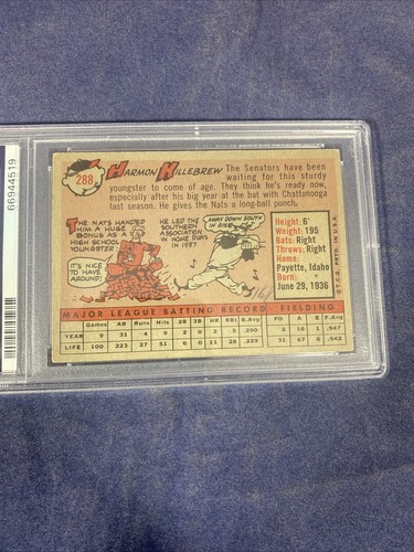 1958 Topps Harmon Killebrew #288 PSA 3 (MK) - Picture 5 of 6