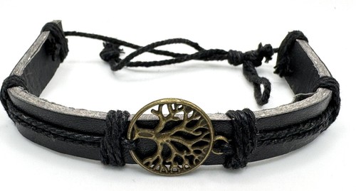 Bracelet Lot Of 7 Adjustable Leather Brown Black Brass Stainless Steel - Picture 3 of 6
