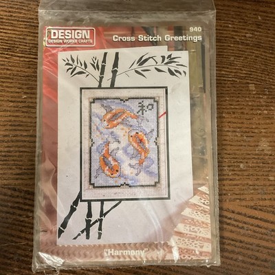 Design Works Crafts. Cross Stitch Greetings. 940. Harmony. Koi Fish. NIP