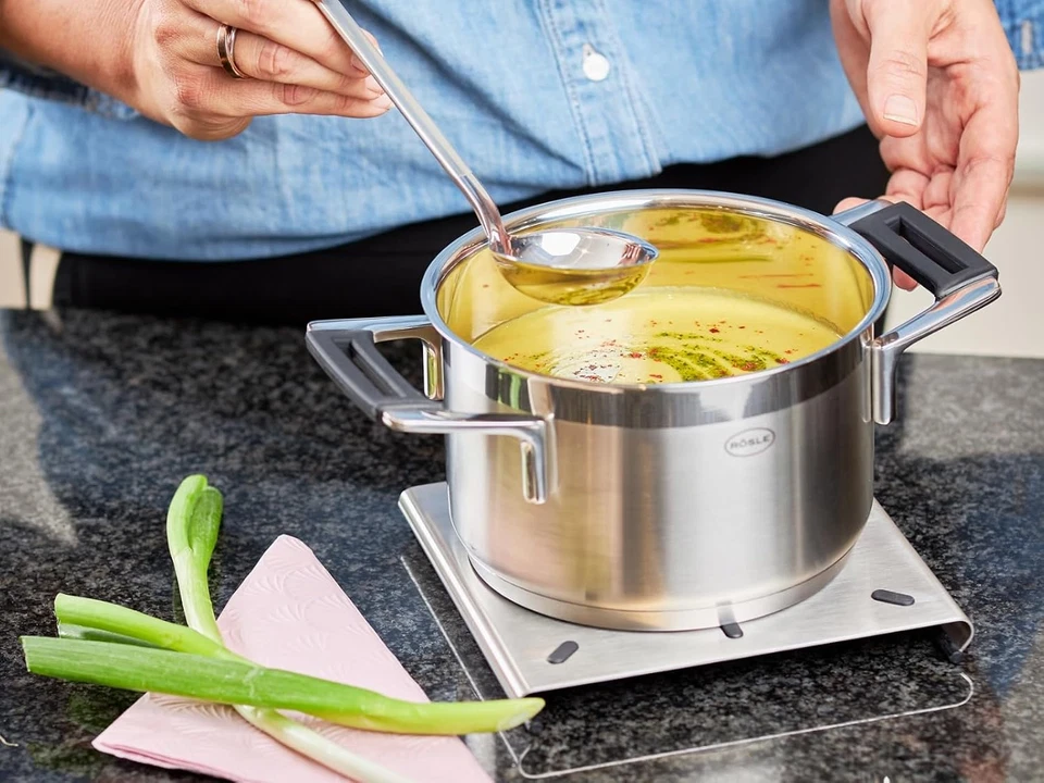 Topfuntersetzer Sottopentola, Acciaio Inox 18/10, Argento, 17,5 X 17 X 1,9 Cm - Immagine 3 di 4