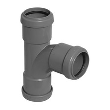 Image of FLOPLAST 50mm Grey Pushfit Waste Pipe Tee - FREE Next-Day Delivery