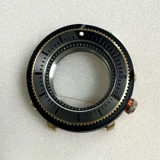 For NH35 Movement 45mm Stainless Steel Mineral Glass Cover Black Watch Case