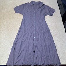 Madewell Midi Button Up Shirt Dress 6 Coastal Neutral Linen Blend J1