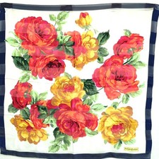 Yves Saint Laurent Floral Silk 100 Scarf 90cm x 86cm Multicolor Pre-owned