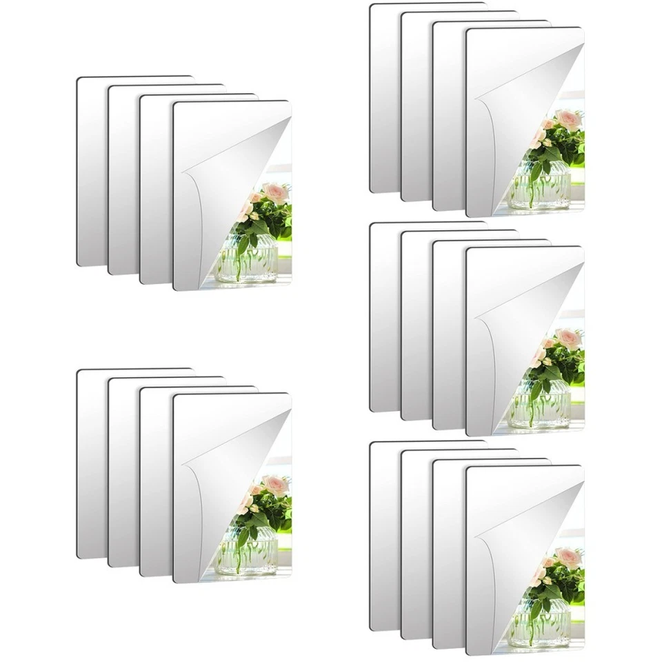 20 PCs Acryl Wandspiegel Haus Wandtattoos Badezimmer Selbstklebende Aufkleber - Bild 4 von 4