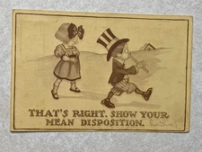 C2728 Postcard Boy dressed up as Uncle Sam Show Your Mean Disposition