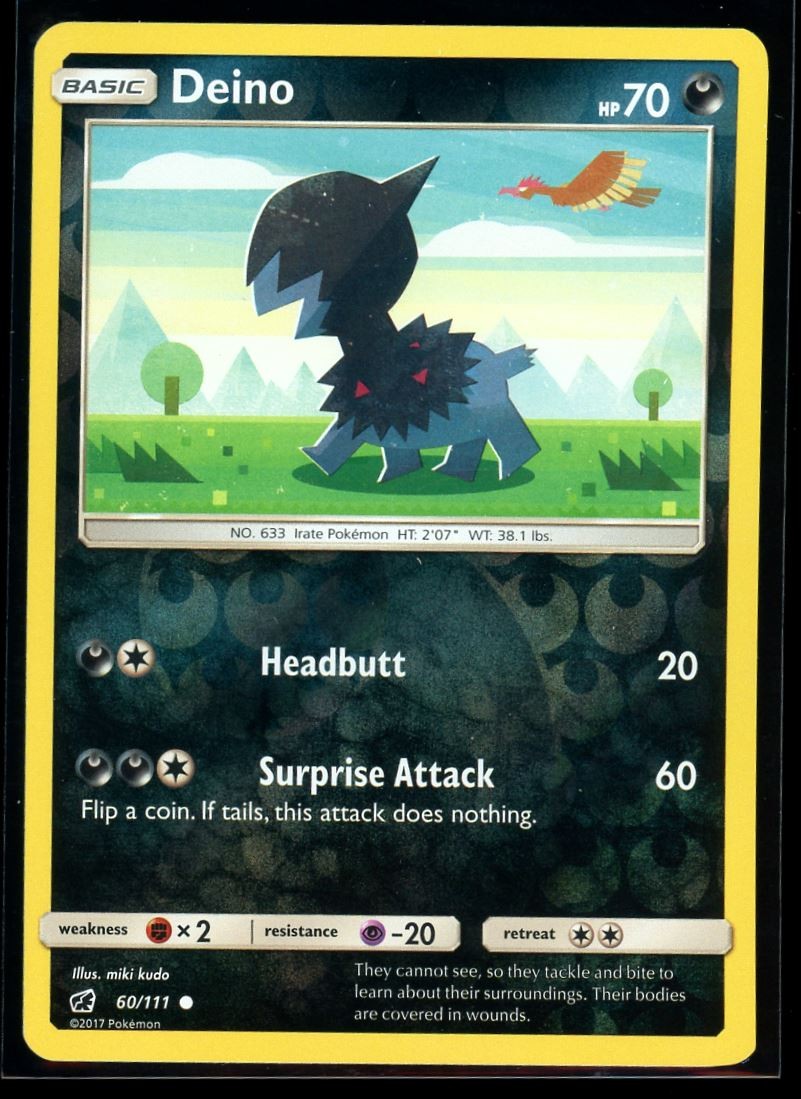 2017 Crimson Invasion Deino Reverse Holo Pokemon Card #60