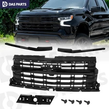 For 2022 2023 2024 Chevy Silverado 1500 Front Upper Bumper Grille Glossy Black