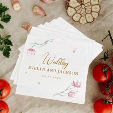 Personalized Floral Wedding Napkins Custom Pi...