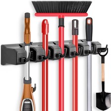 Mop and Broom Holder, Wall Mounted Storage - Mop and Broom Storage Tool Holder w