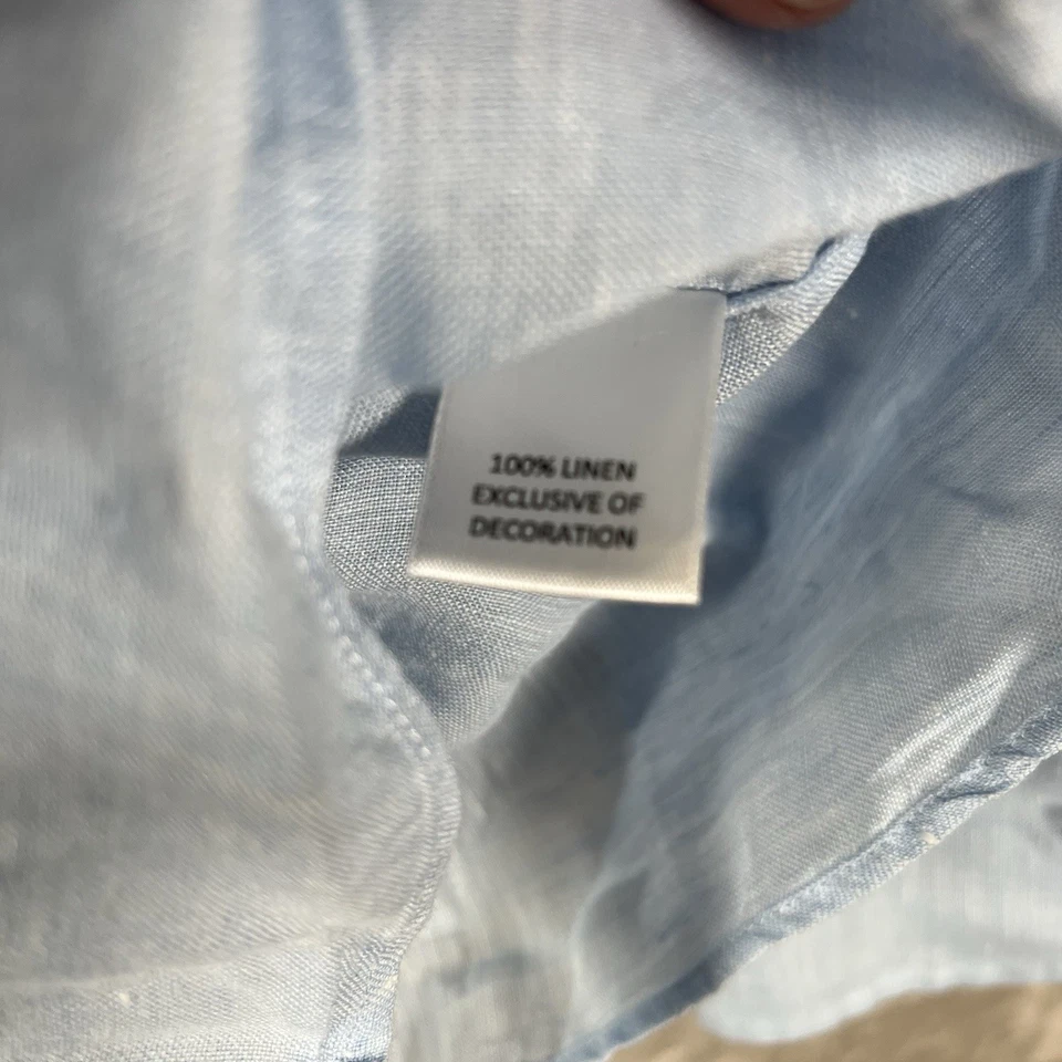 Cremieux Shirt Mens M Linen Stripe Blue Long Sleeve Button Up Preppy Classic - Image 3 of 4