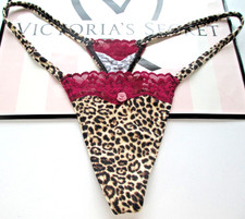 VICTORIA'S SECRET Cotton High Leg Itsy V-String Thong Panty S M L XL Leopard NWT