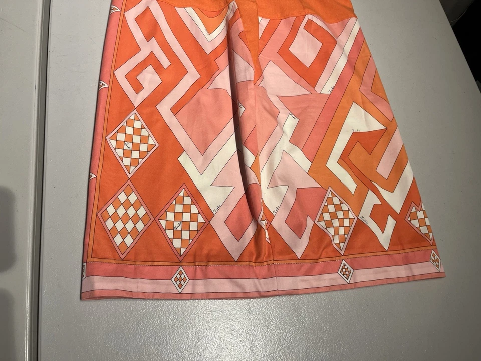 "Falda Emilio Pucci para mujer 46 geométrica naranja algodón Italia 32"" cintura vintage" Foto 3 de 4