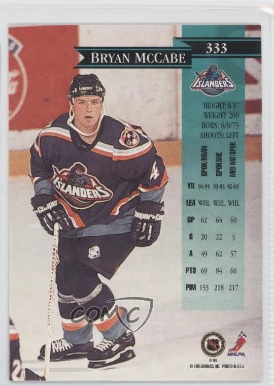 1995-96 Donruss Bryan McCabe #333 - Image 2 of 2