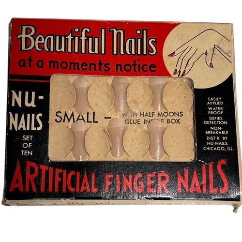 1936 NU-NAILS Artificial Finger Nails Box Vintage Antique