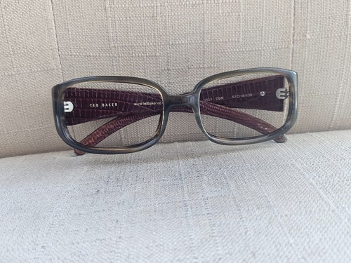 Ted Baker Eyeglasses Sports Wrap Liberty B434 DBR Brown Patterned/leather Frames