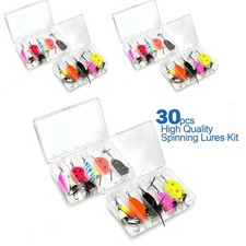 30PCS Spinnerbait Fishing Lures Set with 6 Tackle Boxes – UV Reflective Metal 