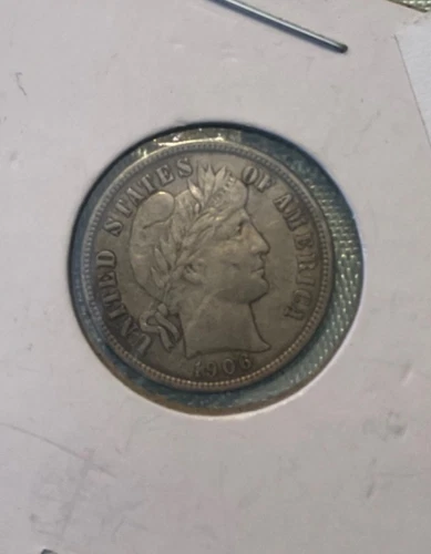 1906-P  BARBER / LIBERTY HEAD DIME - FULL LIBERTY VISIBLE - GREAT ORIGINAL COIN