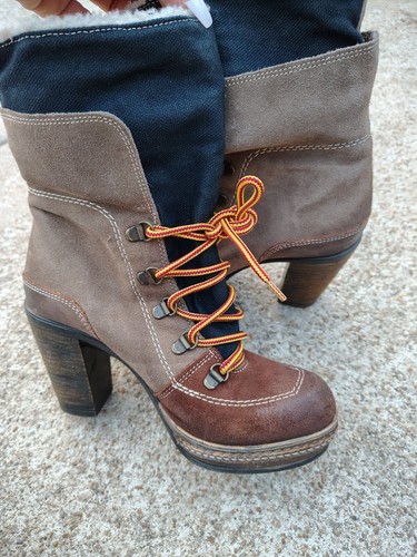 Botas Charles Diesel con cordones tacón bloque - detalles de mezclilla talla 37 - Imagen 11 de 17