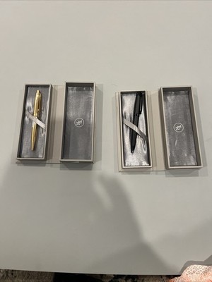 Set of 2 Things Remembered Ballpoint Pens - Black & Gold w/ Presentation Boxes