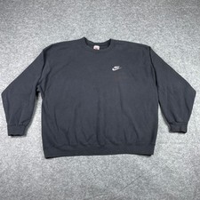 Vintage Nike Sweatshirt Mens XXL Black Crewneck Embroidered Swoosh Made In USA