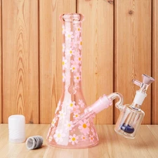 10" Glass Beaker Bong Ash Catcher Water Smoking Tobacco Pipe 14MM Bowl 10 Screen