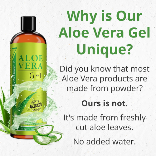 Seven Minerals Organic Aloe Vera Gel from Freshly Cut 100% Pure Aloe - Big 12Oz - Picture 4 of 12