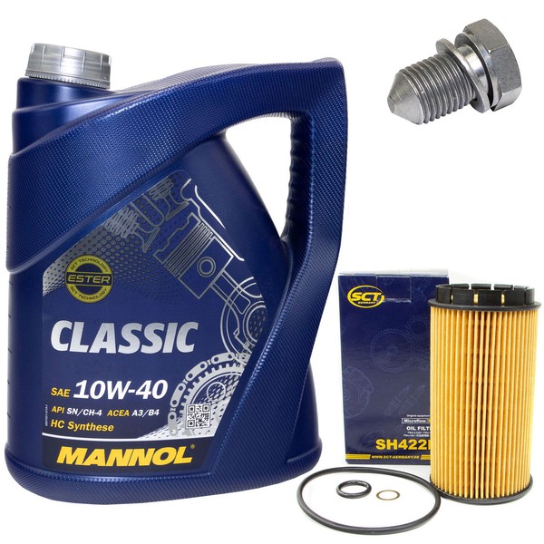 MotoröL Set 10W-40 5 Liter + ÖLfilter SH 422 P + Schraube FüR Audi Cabriolet 2.0-image